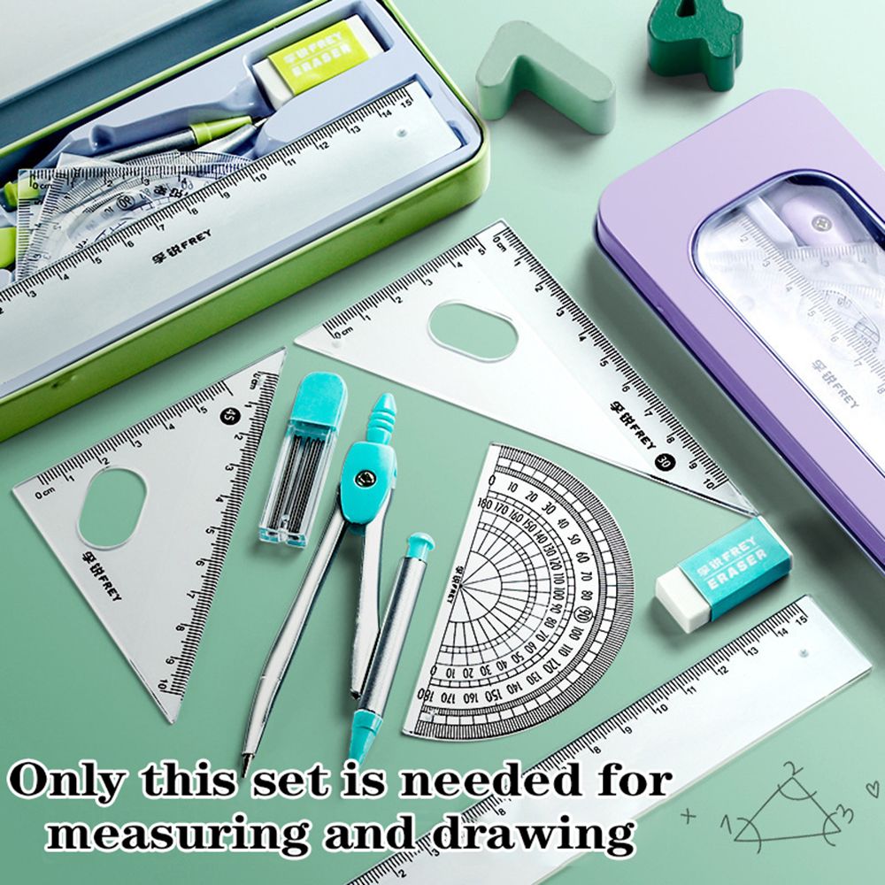 مجموعة منقلة هندسية للطلاب ، م - مراجعة Math Geometry Set With Compass وسعره